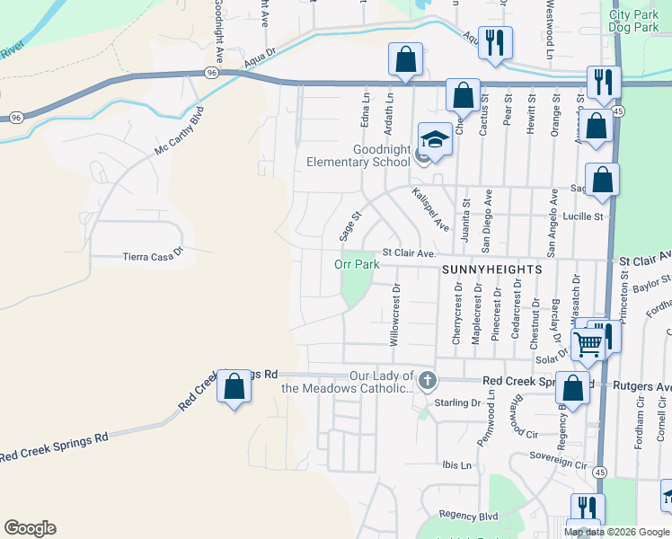 map of restaurants, bars, coffee shops, grocery stores, and more near 915 Sage Street in Pueblo