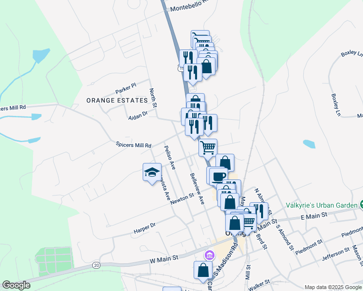 map of restaurants, bars, coffee shops, grocery stores, and more near 316 Belleview Avenue in Orange