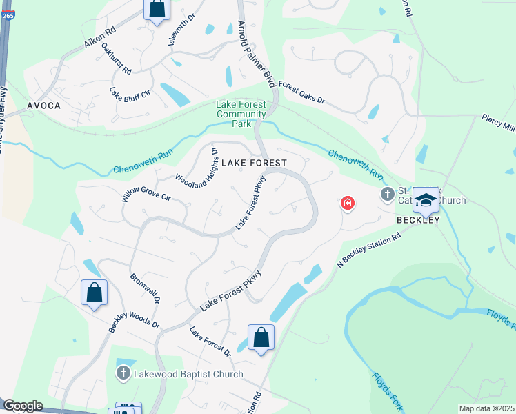 map of restaurants, bars, coffee shops, grocery stores, and more near 900 Lake Forest Parkway in Louisville