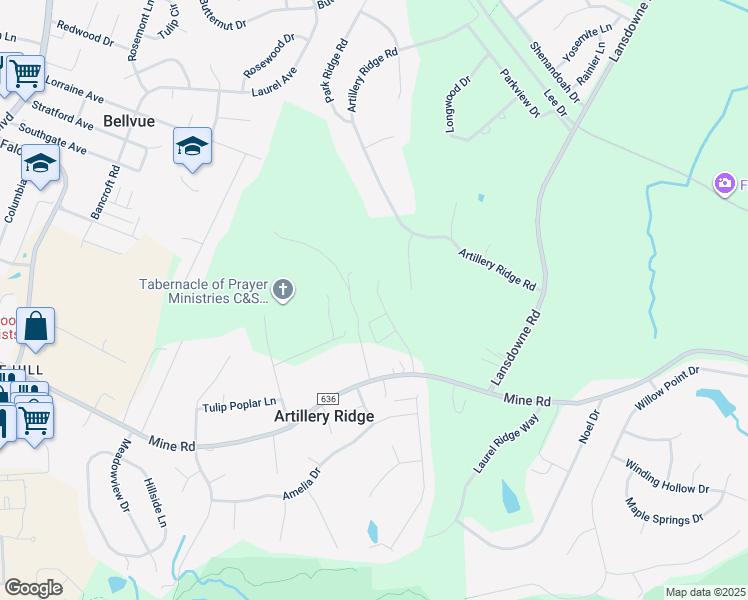 map of restaurants, bars, coffee shops, grocery stores, and more near 10630 Afton Grove Court in Fredericksburg