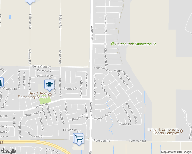 map of restaurants, bars, coffee shops, grocery stores, and more near 1200 La Mirada Court in Suisun City
