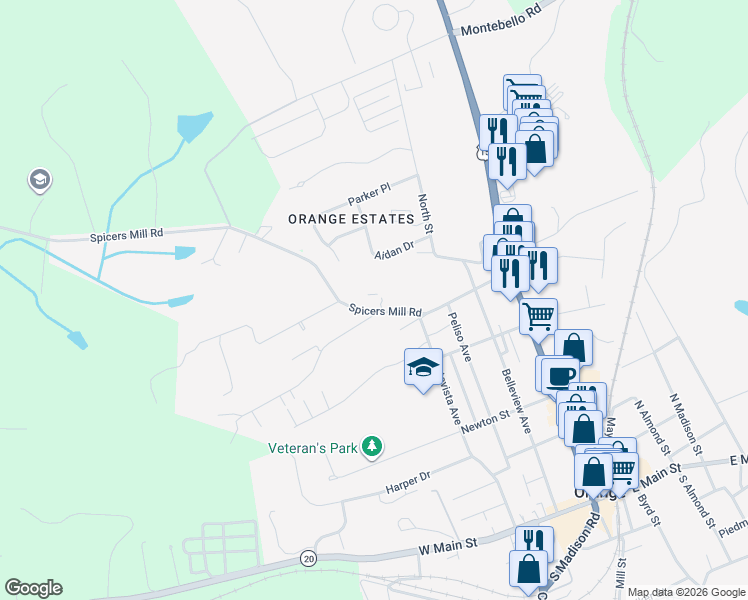 map of restaurants, bars, coffee shops, grocery stores, and more near in Orange