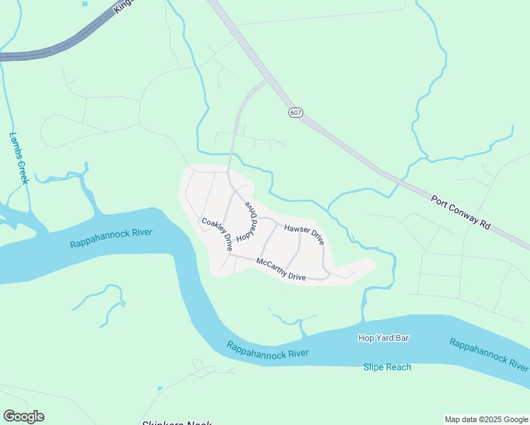 map of restaurants, bars, coffee shops, grocery stores, and more near 6109 Hawser Drive in King George