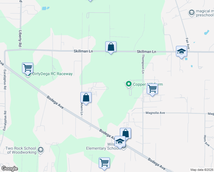 map of restaurants, bars, coffee shops, grocery stores, and more near 500 Rohde Lane in Petaluma
