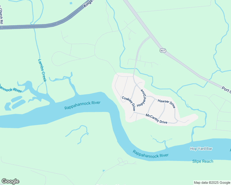 map of restaurants, bars, coffee shops, grocery stores, and more near 5816 Coakley Drive in King George