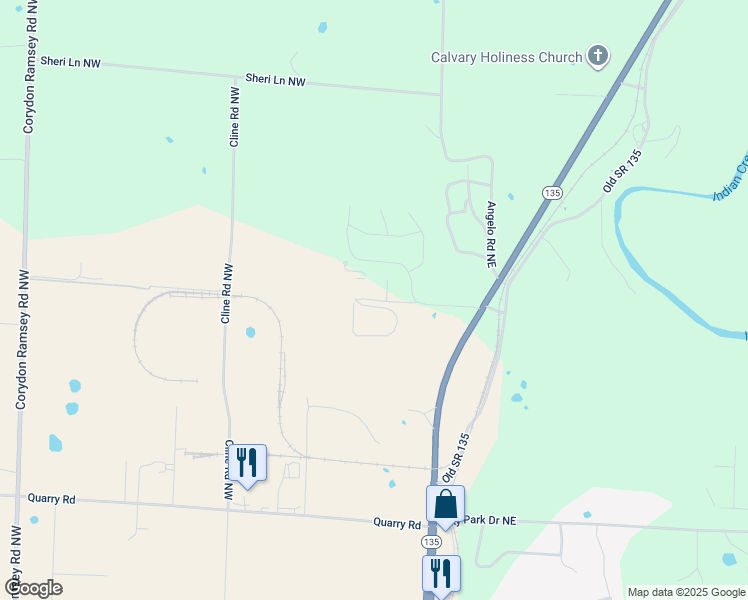 map of restaurants, bars, coffee shops, grocery stores, and more near 156 Autumn Ridge Drive Northwest in Corydon
