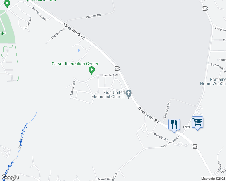 map of restaurants, bars, coffee shops, grocery stores, and more near 47499 Southampton Drive in Lexington Park