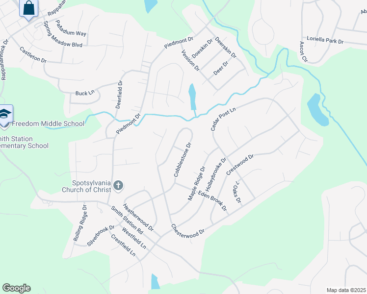 map of restaurants, bars, coffee shops, grocery stores, and more near 10700 Cobblestone Drive in Spotsylvania