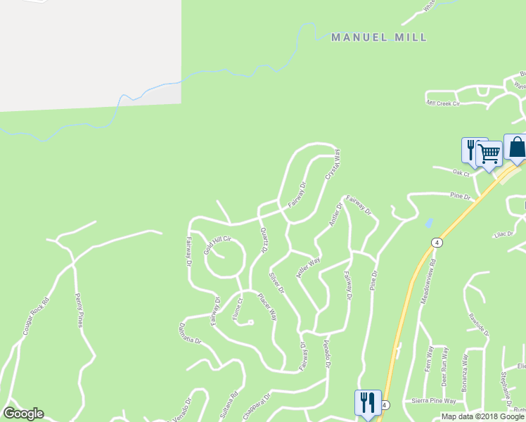 map of restaurants, bars, coffee shops, grocery stores, and more near 3545 Fairway Drive in Arnold