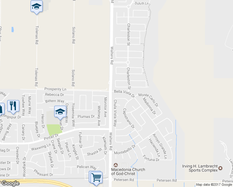 map of restaurants, bars, coffee shops, grocery stores, and more near 1506 Bella Vista Drive in Suisun City
