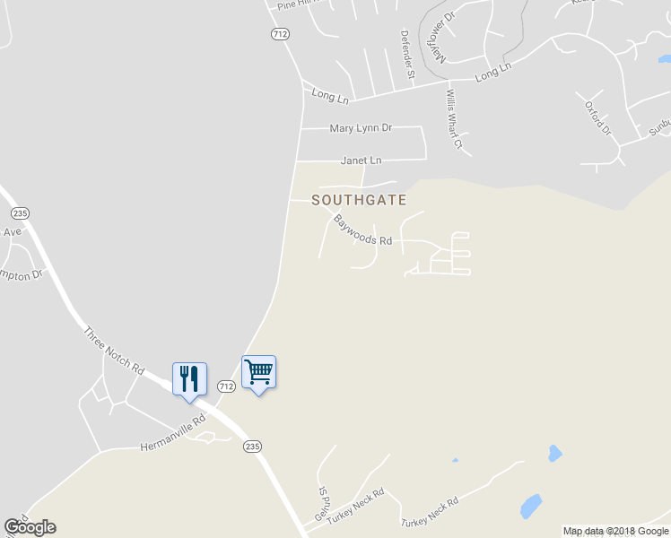 map of restaurants, bars, coffee shops, grocery stores, and more near 21310 Foxglove Court in Lexington Park