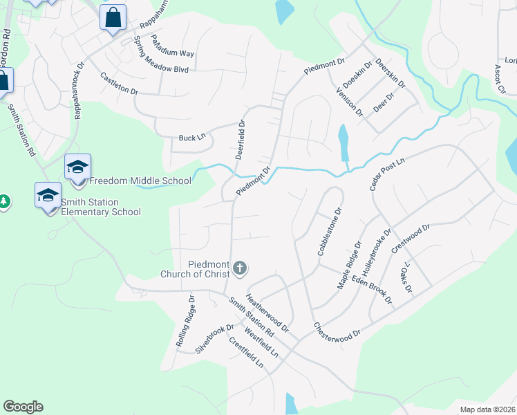 map of restaurants, bars, coffee shops, grocery stores, and more near 6703 Reindeer Court in Fredericksburg