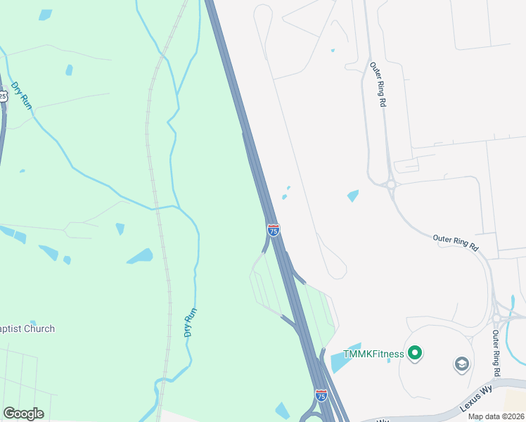 map of restaurants, bars, coffee shops, grocery stores, and more near Interstate 75 in Georgetown