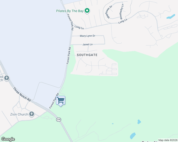 map of restaurants, bars, coffee shops, grocery stores, and more near 21333 Foxglove Court in Lexington Park