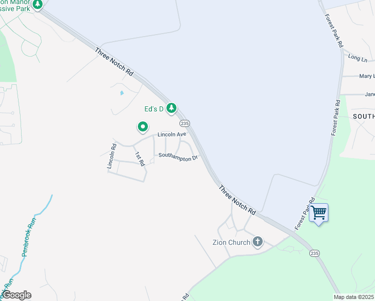 map of restaurants, bars, coffee shops, grocery stores, and more near 21339 Windsor Drive in Lexington Park