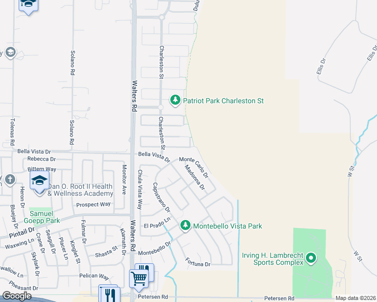 map of restaurants, bars, coffee shops, grocery stores, and more near 743 Monte Carlo Drive in Suisun City