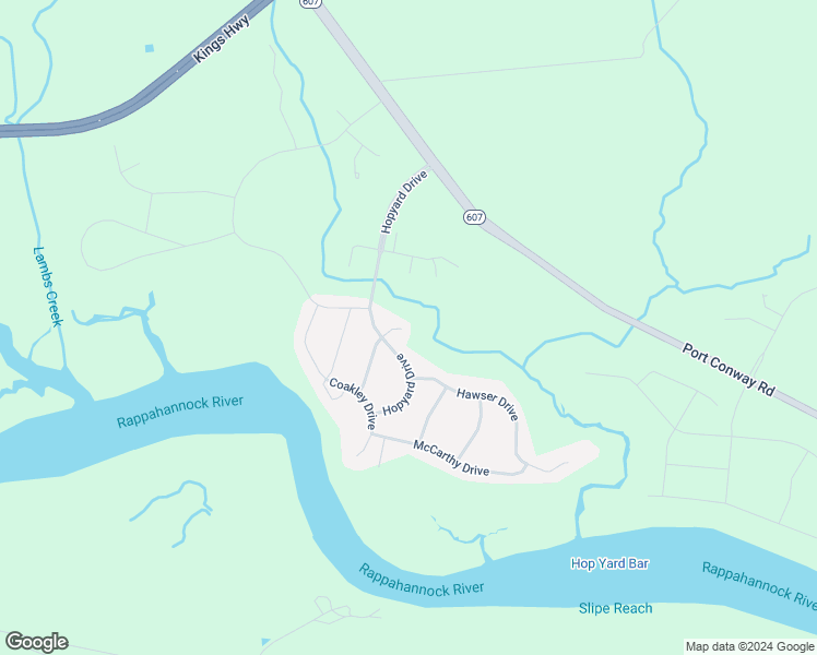 map of restaurants, bars, coffee shops, grocery stores, and more near 11585 Hopyard Drive in King George