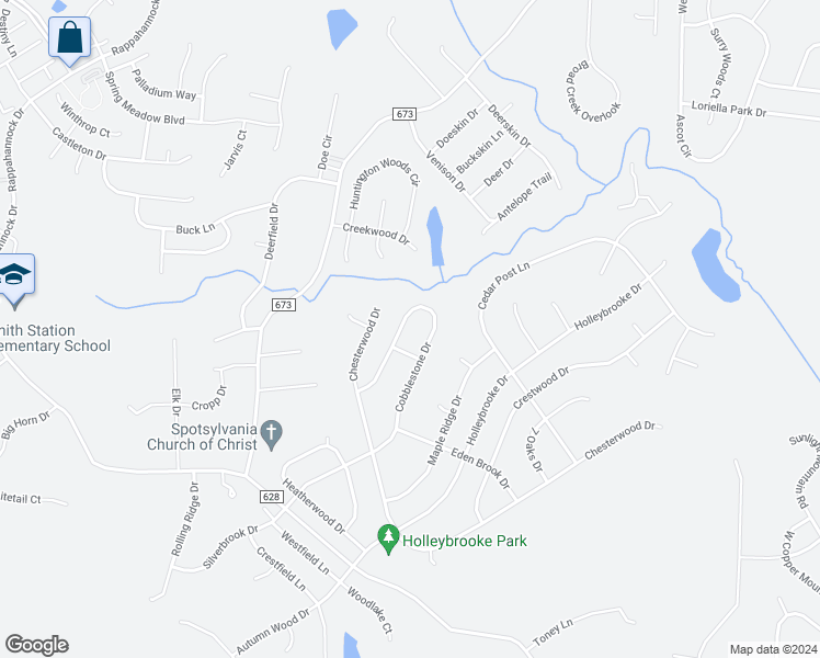 map of restaurants, bars, coffee shops, grocery stores, and more near 10726 Cobblestone Drive in Spotsylvania Courthouse