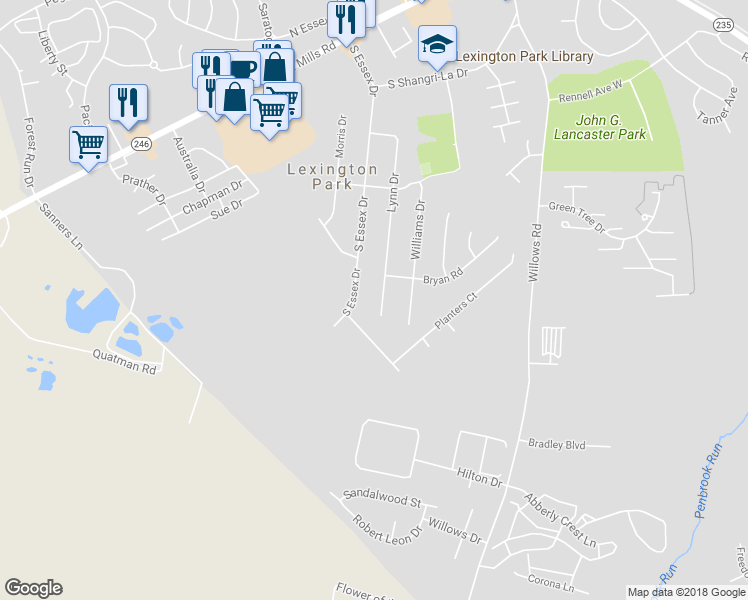 map of restaurants, bars, coffee shops, grocery stores, and more near 21335 Lynn Drive in Lexington Park