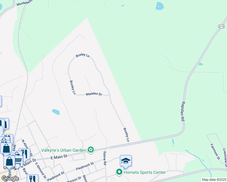map of restaurants, bars, coffee shops, grocery stores, and more near 202 Boxley Lane in Orange