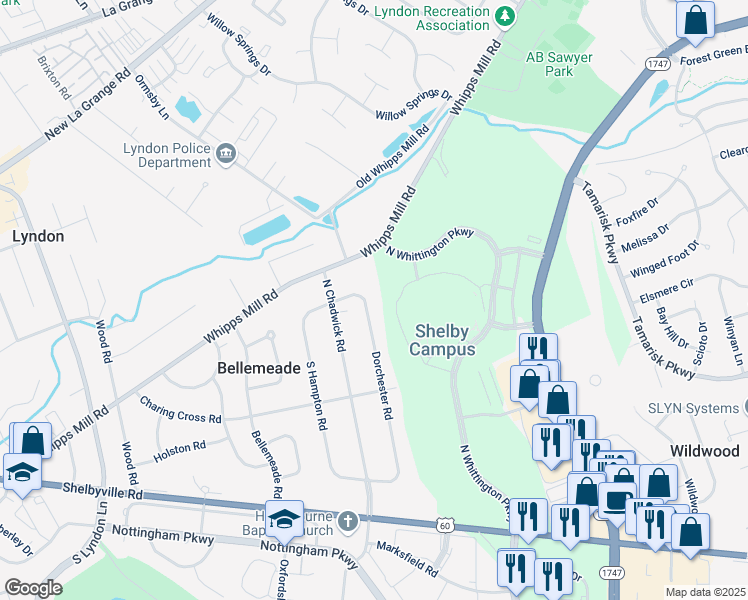 map of restaurants, bars, coffee shops, grocery stores, and more near 221 Dorchester Road in Louisville