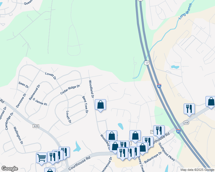map of restaurants, bars, coffee shops, grocery stores, and more near 5218 Calvert Court in Fredericksburg