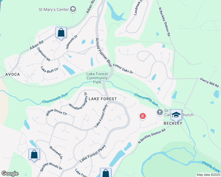 map of restaurants, bars, coffee shops, grocery stores, and more near 14700 Forest Creek Way in Louisville