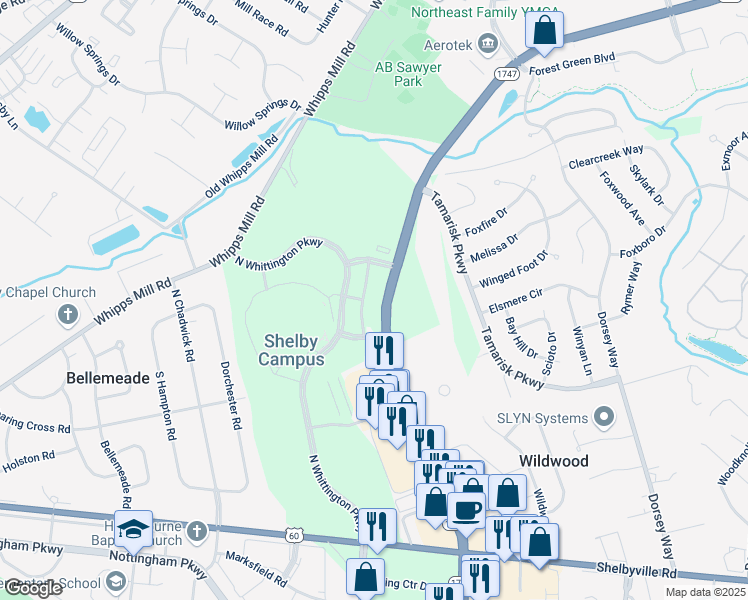 map of restaurants, bars, coffee shops, grocery stores, and more near 600 North Hurstbourne Parkway in Louisville