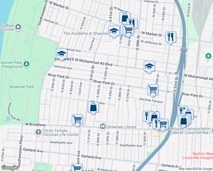 map of restaurants, bars, coffee shops, grocery stores, and more near 616 Sandra Court in Louisville