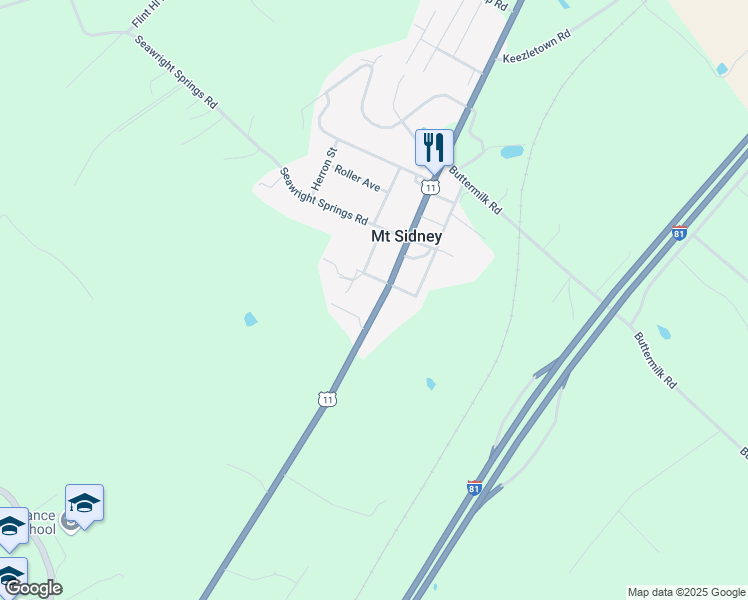 map of restaurants, bars, coffee shops, grocery stores, and more near 2254 Lee Highway in Mount Sidney