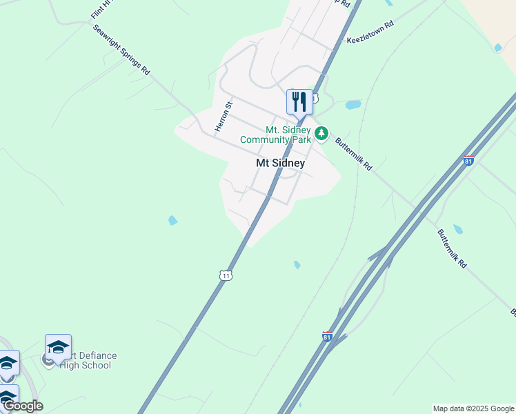 map of restaurants, bars, coffee shops, grocery stores, and more near 2254 Lee Highway in Mount Sidney