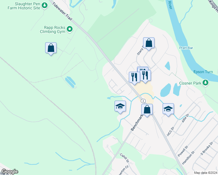 map of restaurants, bars, coffee shops, grocery stores, and more near 10920 Coreys Way in Fredericksburg
