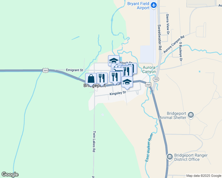 map of restaurants, bars, coffee shops, grocery stores, and more near School St in Bridgeport