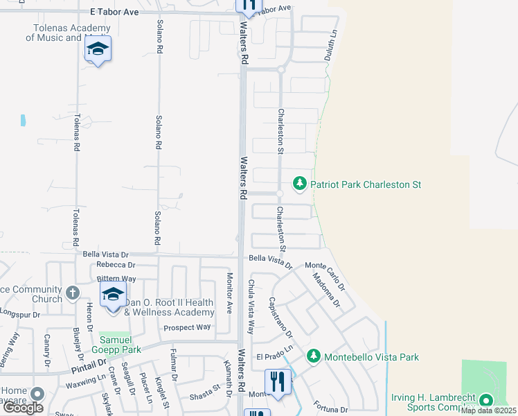 map of restaurants, bars, coffee shops, grocery stores, and more near 1767 Beale Circle in Suisun City