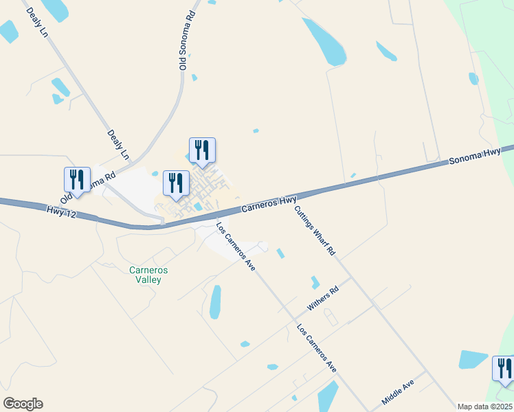 map of restaurants, bars, coffee shops, grocery stores, and more near Carneros Highway in Napa