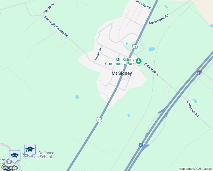 map of restaurants, bars, coffee shops, grocery stores, and more near 28-34 Mount Sidney School Lane in Mount Sidney