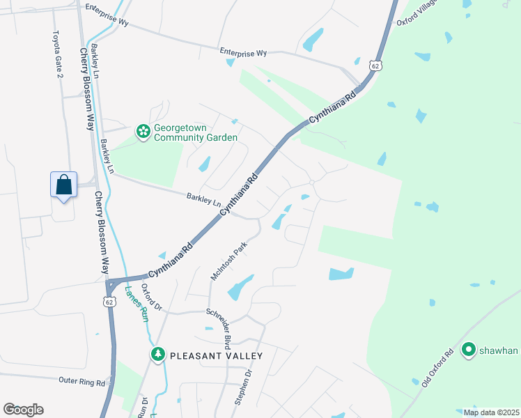 map of restaurants, bars, coffee shops, grocery stores, and more near 102 Tundra Hill Court in Georgetown