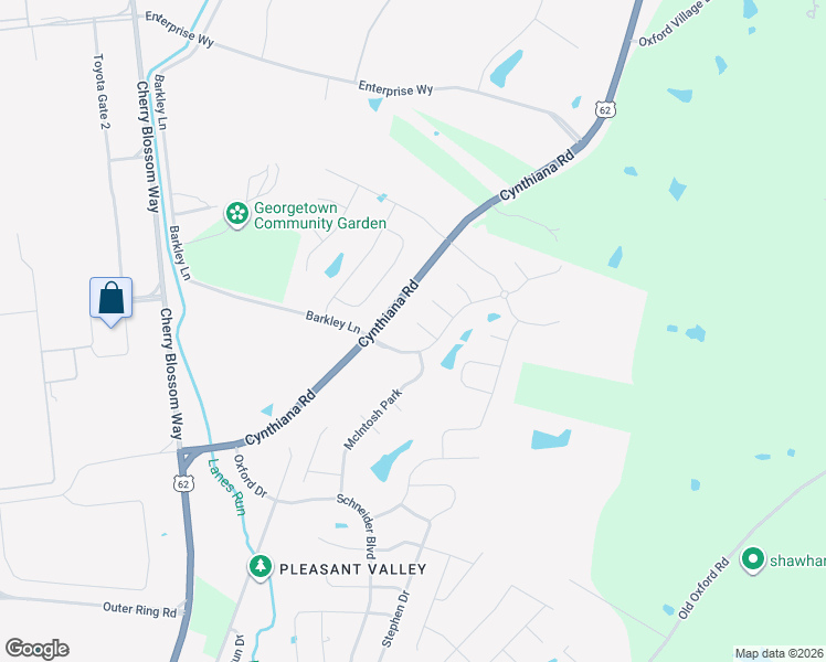 map of restaurants, bars, coffee shops, grocery stores, and more near 102 Tundra Hill Court in Georgetown