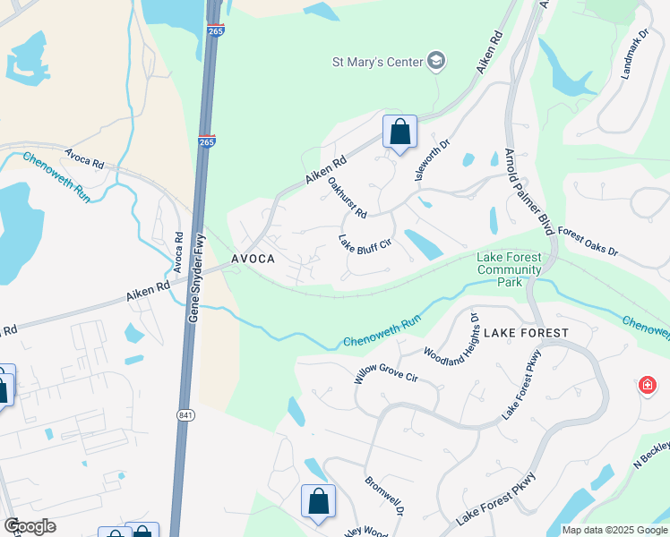 map of restaurants, bars, coffee shops, grocery stores, and more near 1204 Clear Meadow Place in Louisville