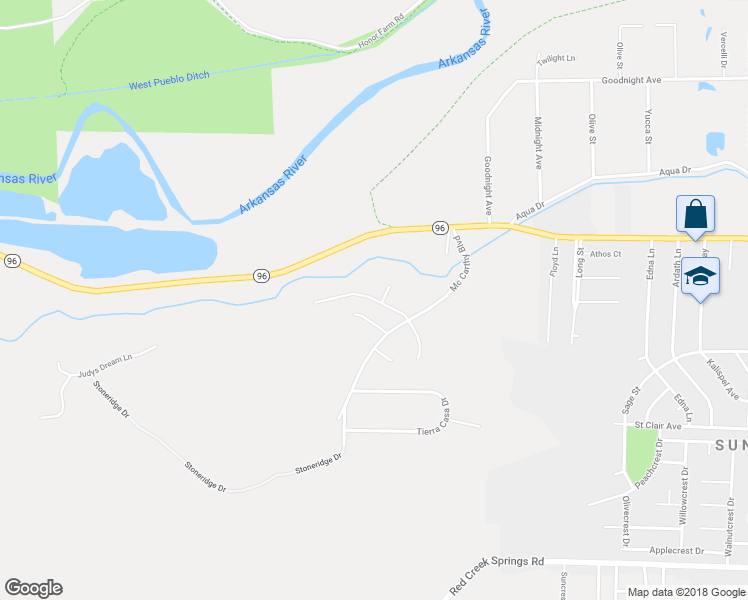map of restaurants, bars, coffee shops, grocery stores, and more near 5454 Stonemoor Drive in Pueblo