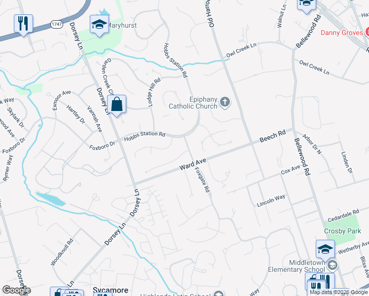 map of restaurants, bars, coffee shops, grocery stores, and more near 702 Sentry Way in Louisville