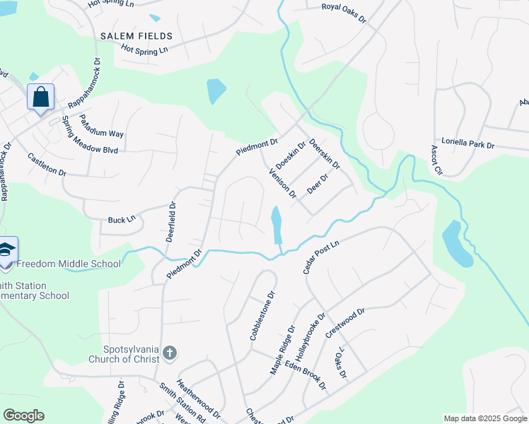 map of restaurants, bars, coffee shops, grocery stores, and more near 11106 Huntington Woods Circle in Fredericksburg