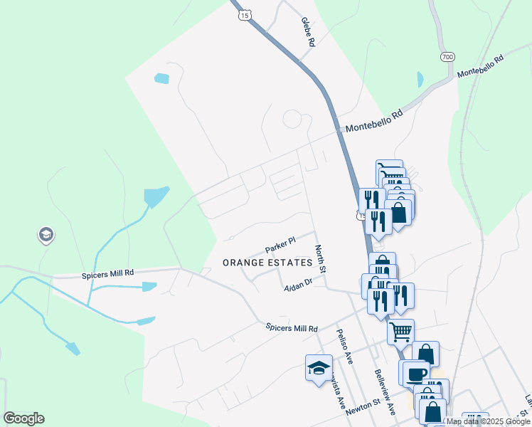 map of restaurants, bars, coffee shops, grocery stores, and more near 153 Oakbrook Drive in Orange