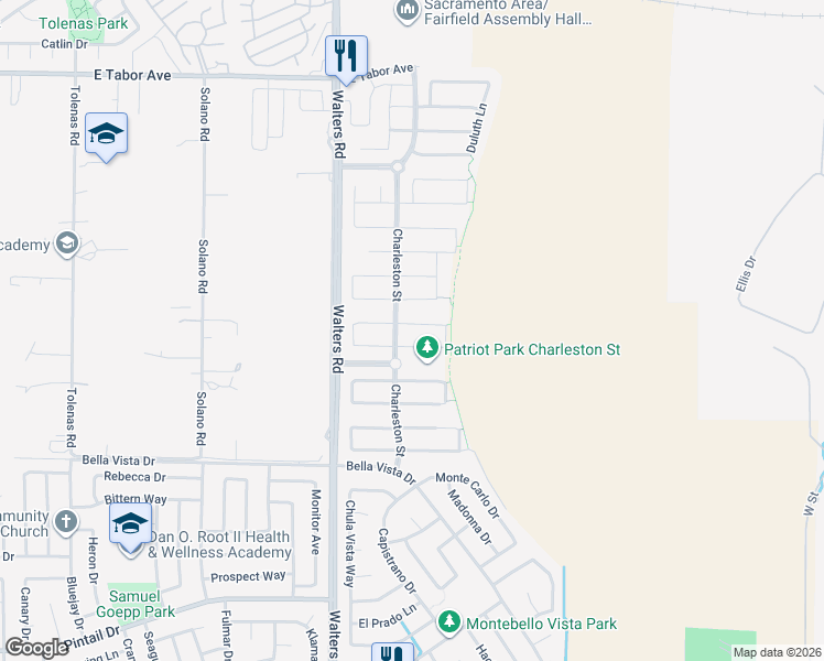 map of restaurants, bars, coffee shops, grocery stores, and more near 1660 Little Rock Circle in Suisun City