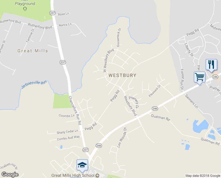 map of restaurants, bars, coffee shops, grocery stores, and more near 21461 Cameron Court in Lexington Park