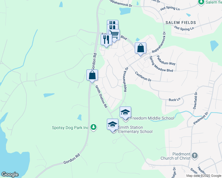 map of restaurants, bars, coffee shops, grocery stores, and more near 10053 Gander Court in Fredericksburg