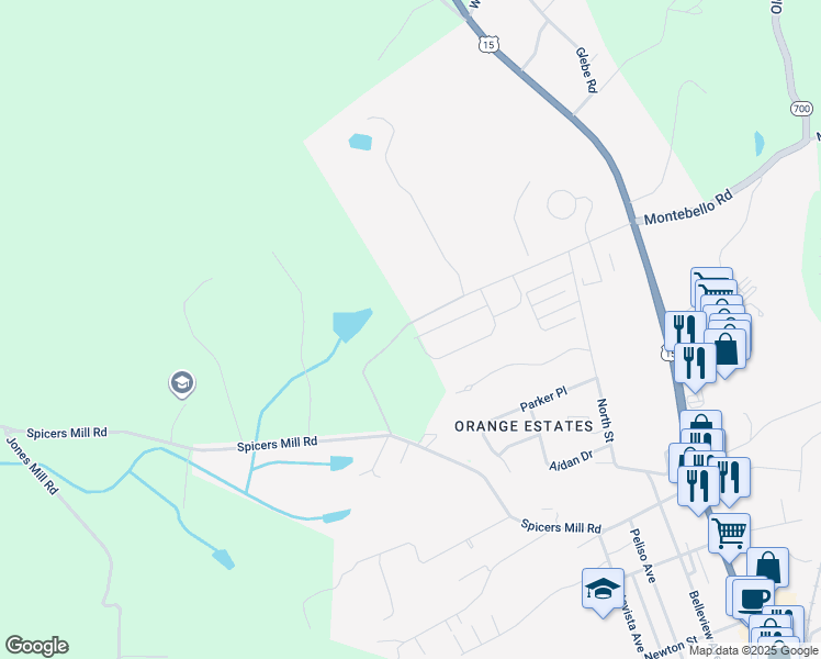 map of restaurants, bars, coffee shops, grocery stores, and more near 635 Clover Lane in Orange