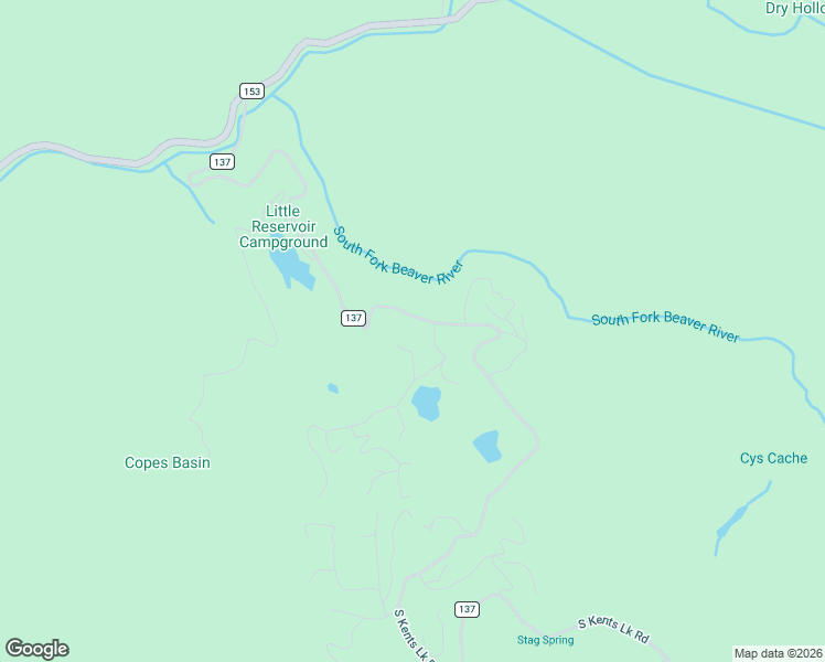 map of restaurants, bars, coffee shops, grocery stores, and more near Kents Lake Road in Beaver