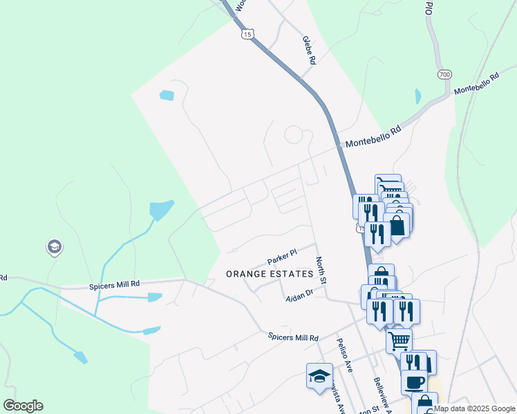 map of restaurants, bars, coffee shops, grocery stores, and more near 153 Oakbrook Drive in Orange