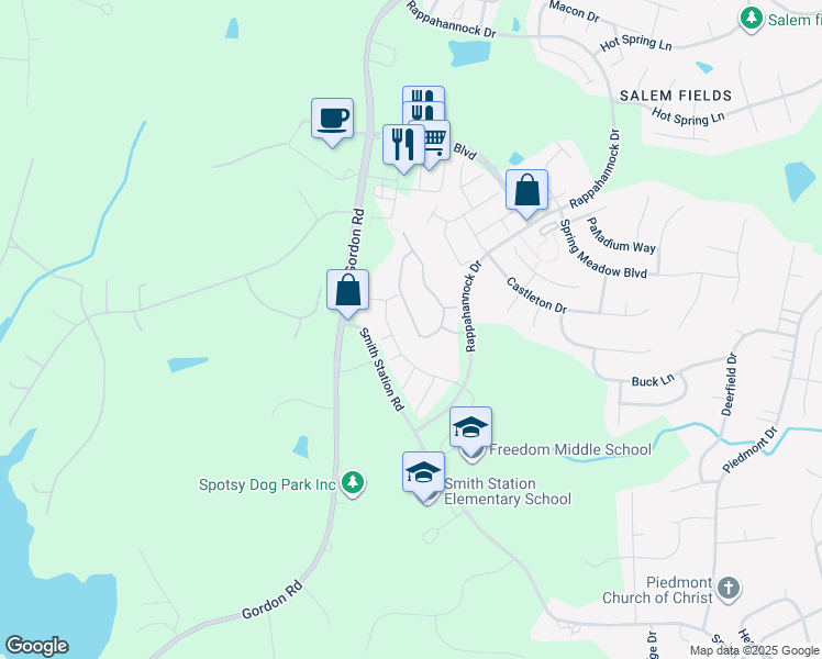 map of restaurants, bars, coffee shops, grocery stores, and more near 10041 Gander Court in Fredericksburg